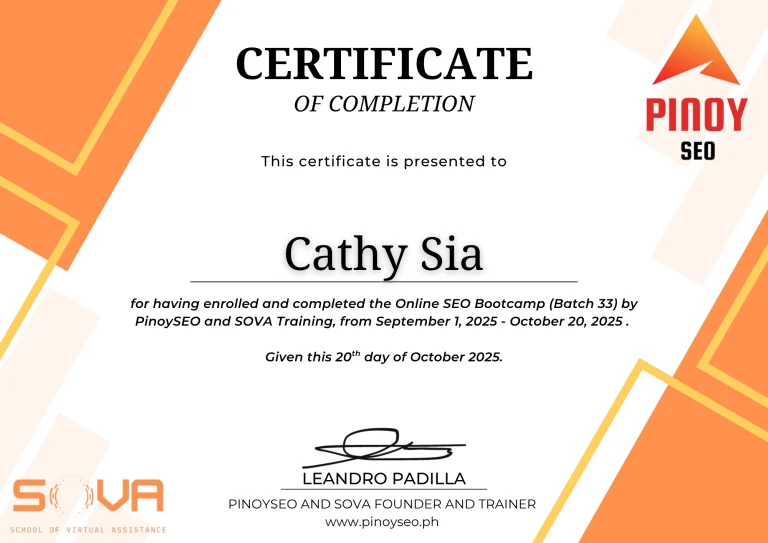 cathy sia pinoyseo certified seo specialist